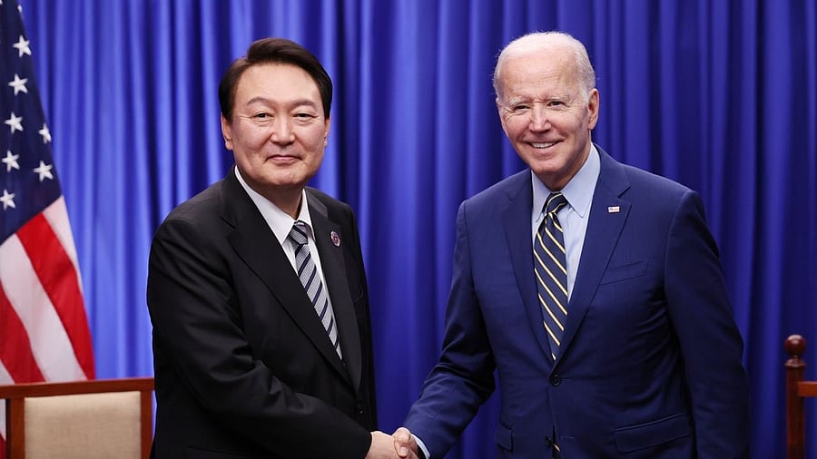 US President Joe Biden and South Korea President Yoon Suk Yeol. Credit: Twitter/@President_KR