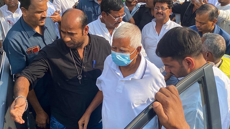 RJD chief Lalu Prasad arrives at Jai Prakash Narayan Airport, in Patna. Credit: PTI Photo