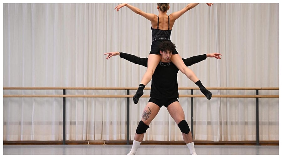 Dancers take part in a rehearsal for 'Black Sabbath - the Ballet' at the Birmingham Hippodrome in Birmingham, central England on April 27, 2023. Credit: AFP Photo