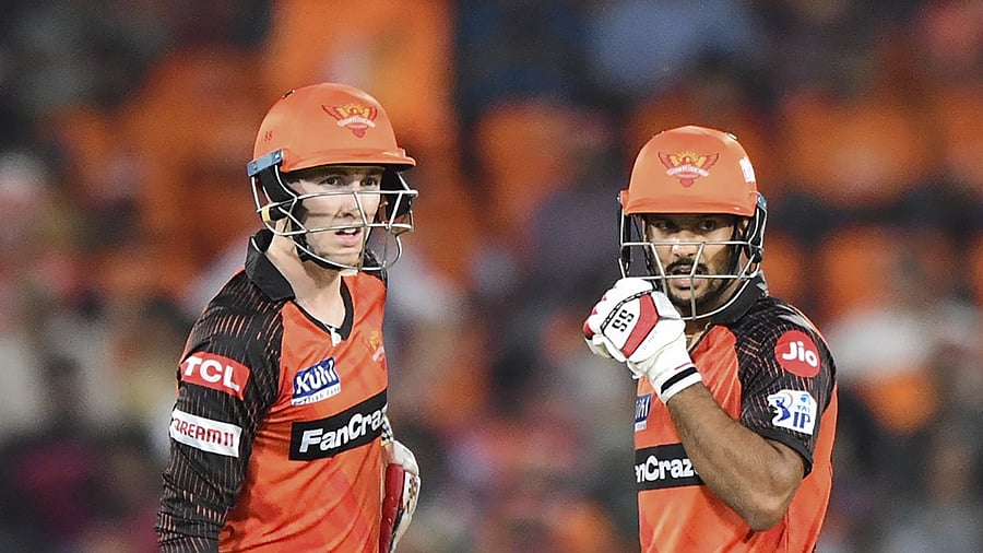 SRH batters Mayank Agarwal and Harry Brook. Credit: PTI Photo