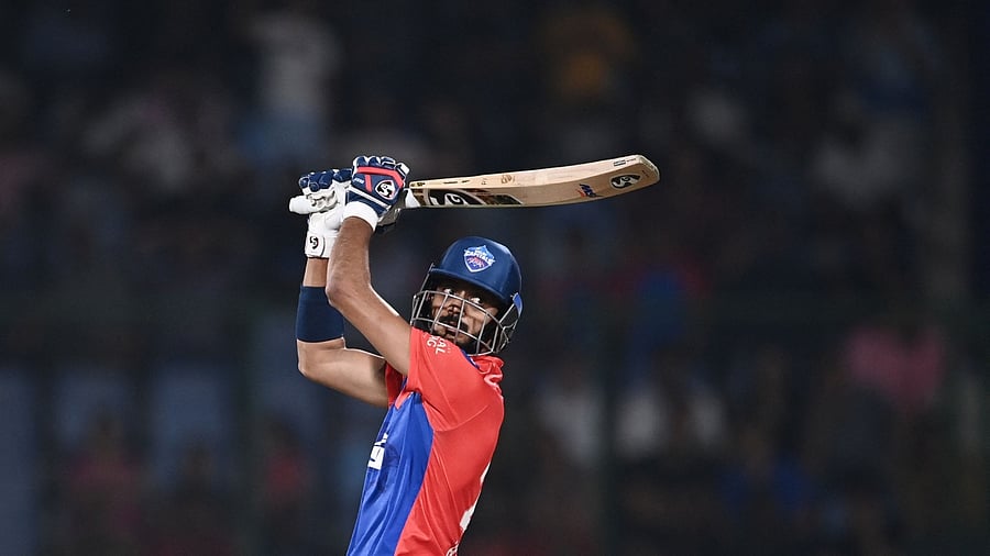 Delhi Capitals' Axar Patel plays a shot during the IPL match between Delhi Capitals and Sunrisers Hyderabad at the Arun Jaitley Stadium in New Delhi on April 29, 2023. Credit: AFP Photo