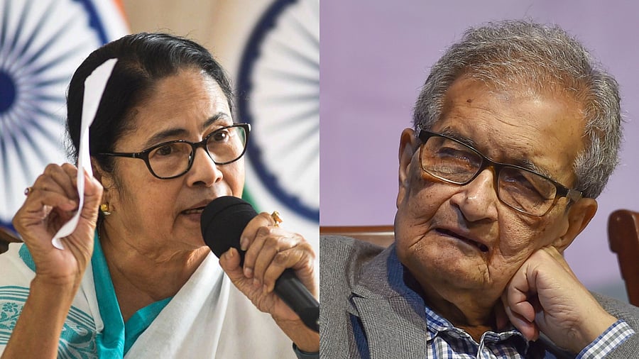 West Bengal Chief Minister Mamata Banerjee (L) and Nobel laureate Amartya Sen. Credit: PTI Photos