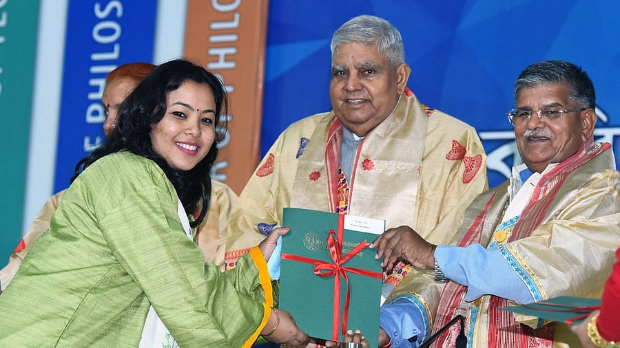Dhankhar was addressing the 21st convocation of the Dibrugarh University. Credit: PTI Photo