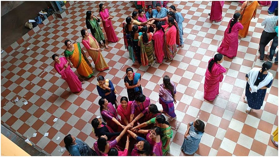 The convener of this unique session, G Vijaya Kumari, helped both students and teachers see the concept in a new way. Credit: Special Arrangement