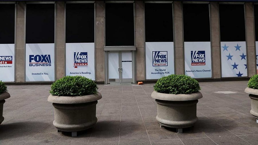 The electronic news ticker of Fox News reads at the News Corp. Building in New York City, US. Credit: Reuters Photo
