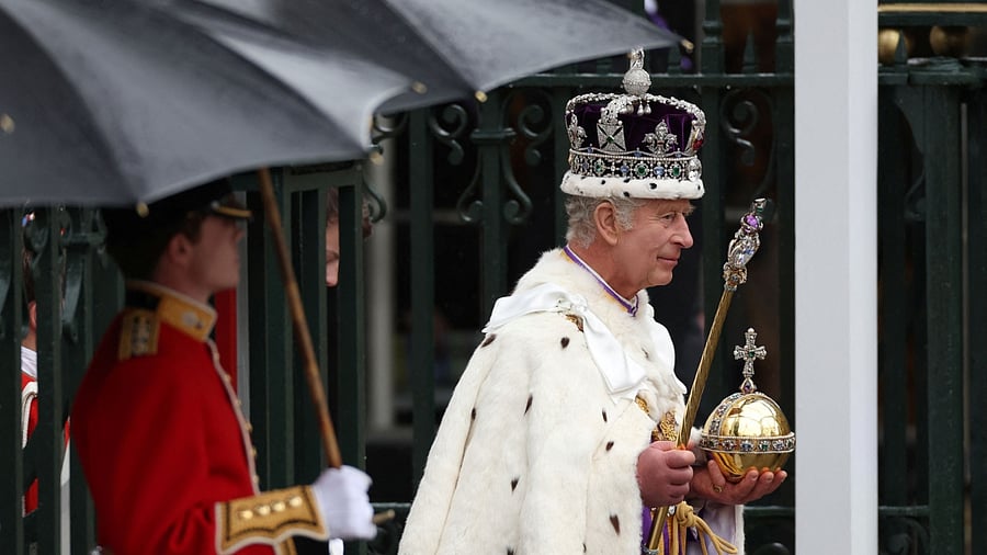 Britain's King Charles departs Westminster Abbey following his coronation ceremony, in London, Britain May 6, 2023. Credit: Reuters Photo
