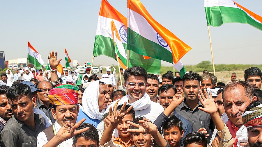 Congress leader Sachin Pilot during his Jan Sangharsh Yatra in Kishangarh tehsil in Ajmer district, Friday, May 12, 2023. Credit: PTI Photo