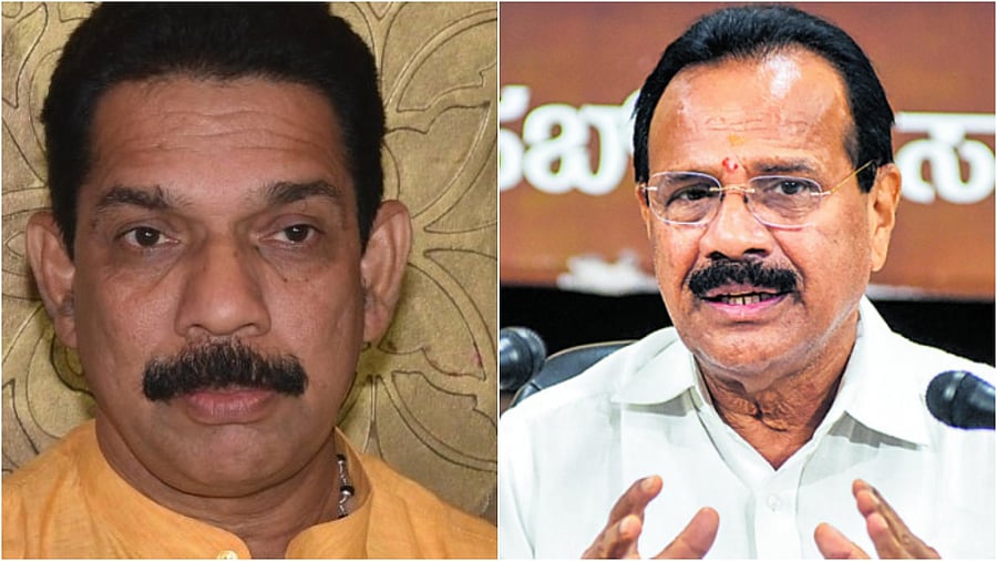 Nalin Kumar Kateel (L) and D V Sadananda Gowda. Credit: PTI