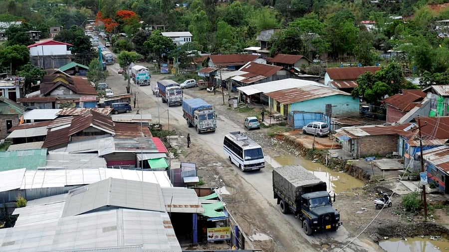 Vehicles carrying essential goods arrive in the violence-hit Manipur. Credit: PTI Photo