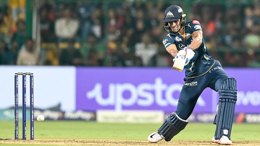 Gujarat Titans’ Shubman Gill in action against RCB. Credit: DH Photo