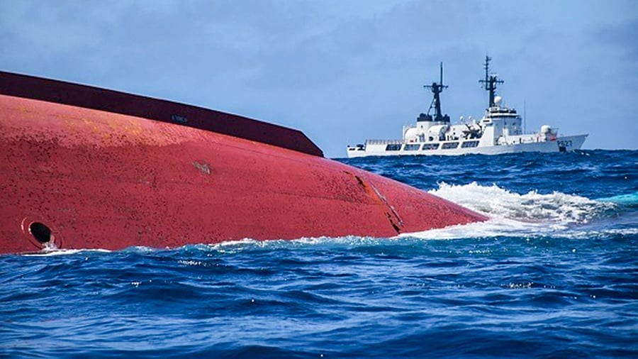 Sri Lanka's navy said on May 24 it had located 14 bodies inside a Chinese fishing boat that had capsized last week with 39 crew on board. The discovery came a day after a preliminary Chinese government probe concluded there were no survivors. Credit: AFP Photo