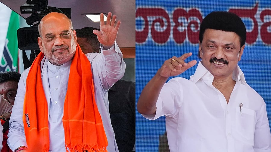 Union Home Minister Amit Shah and Tamil Nadu Chief Minister M K Stalin. Credit: PTI Photos