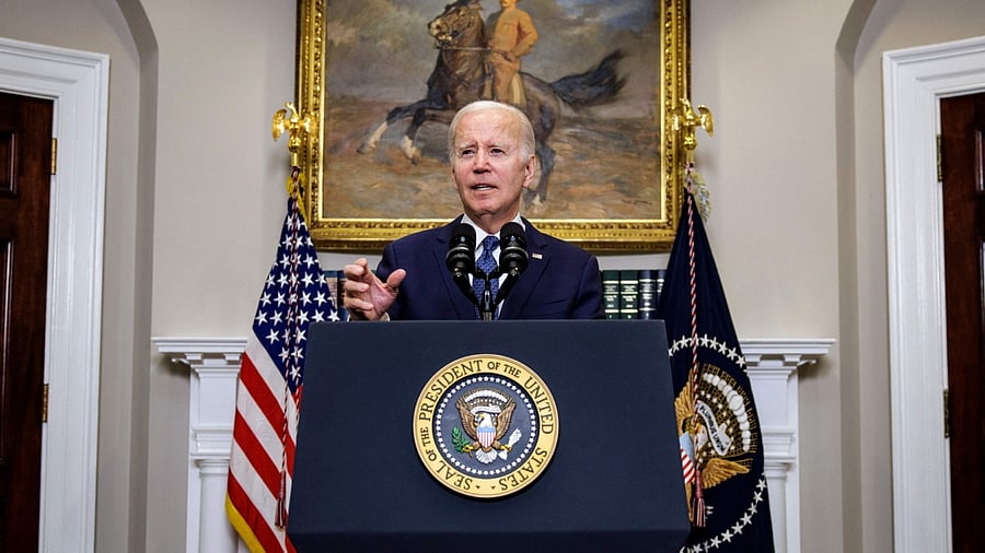 US President Joe Biden delivers remarks on the bipartisan budget agreement in the Roosevelt Room of the White House in Washington, DC, on May 28, 2023. Credit: AFP Photo
