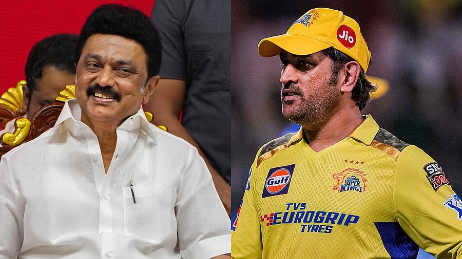Tamil Nadu Chief Minister M K Stalin and Chennai Super Kings skipper M S Dhoni. Credit: PTI Photos