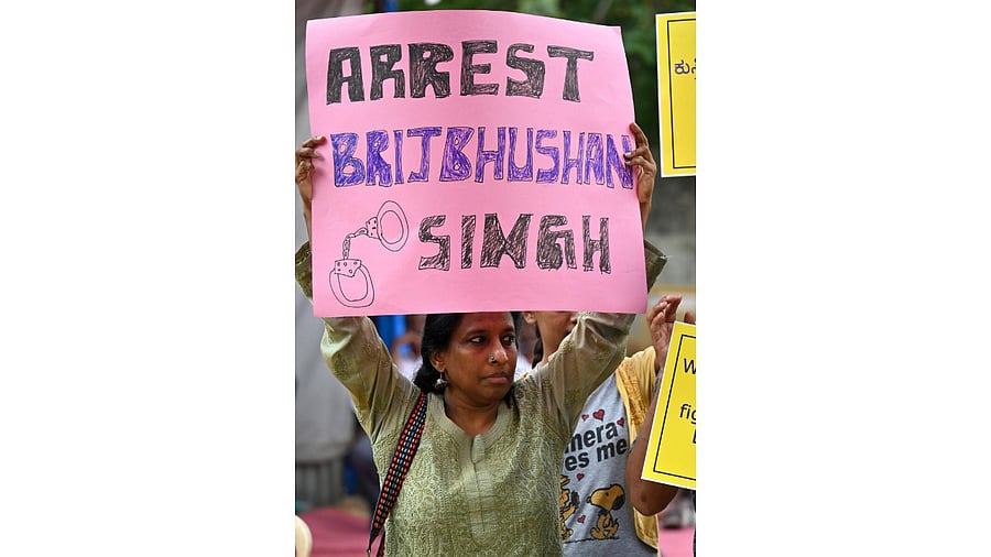 Activist Tara Krishnaswamy at the protest on Sunday. Credit: DH PHOTO/PUSHKAR V