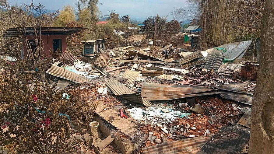 Scenes of violence in Manipur. Credit: PTI Photo