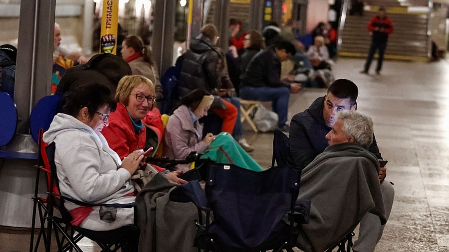 People take shelter inside a metro station during an overnight Russian missile and drone strike, amid Russia's attack on Ukraine, in Kyiv, Ukraine June 4, 2023. Credit: Reuters Photo