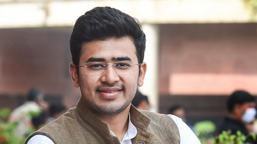 BJP national Yuva Morcha chief and member of Parliament Tejasvi Surya. Credit: PTI Photo