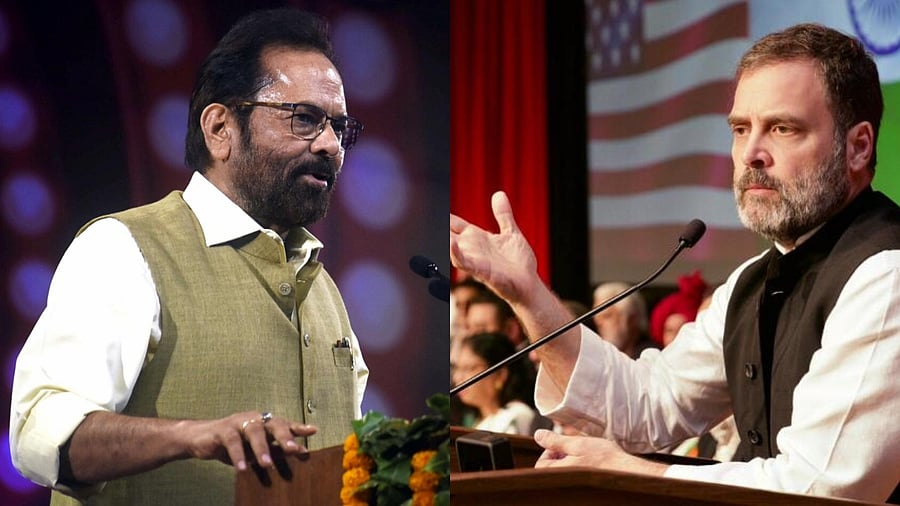 Senior BJP leader Mukhtar Abbas Naqvi (left) and Congress leader Rahul Gandhi (right). Credit: IANS and PTI Photos