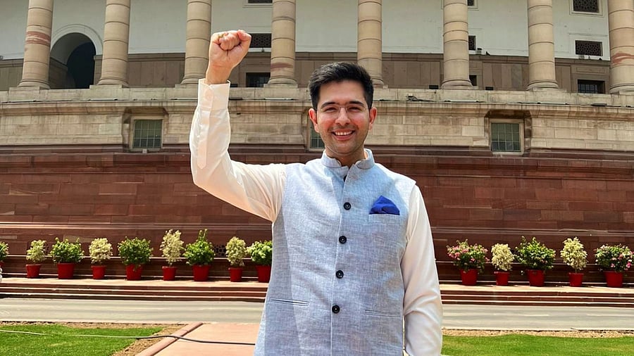 AAP leader and Rajya Sabha MP Raghav Chadha. Credit: Twitter/@RaghavChadhaOfc
