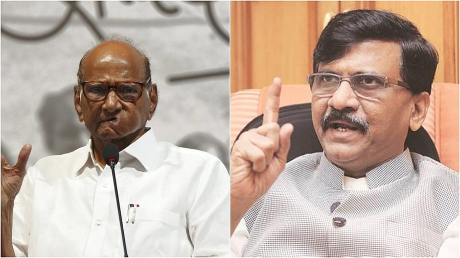Nationalist Congress Party President Sharad Pawar and Shiv Sena (UBT) Chief Spokesperson Sanjay Raut. Credit: PTI Photos