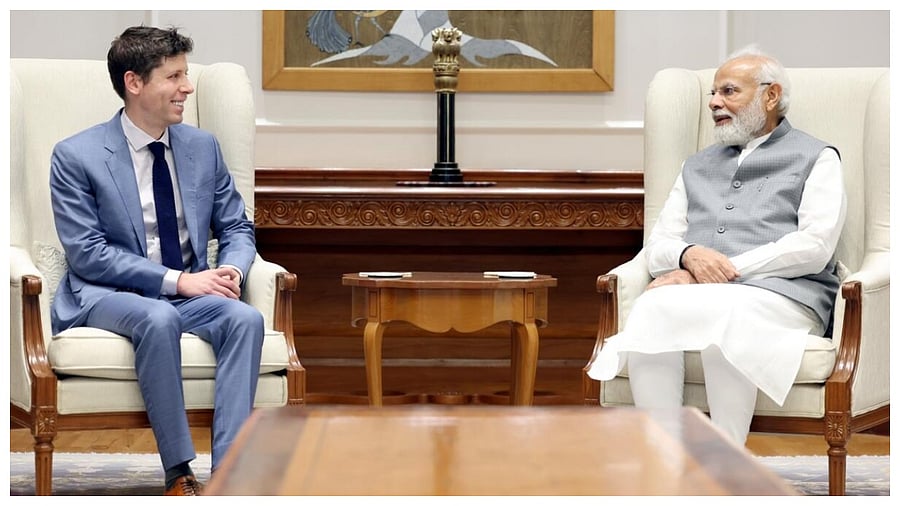 OpenAI CEO Sam Altman discusses India's tech ecosystem with PM Modi. Credit: IANS Photo