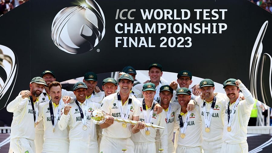  Australia celebrate with the ICC Test Mace. Credit: Reuters Photo