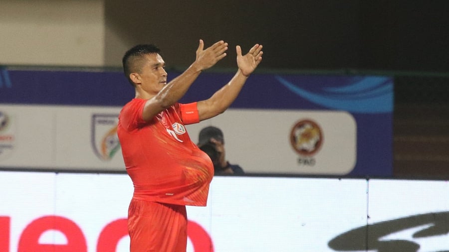 With six points from two wins, India are currently on top of the table. They play Lebanon on Thursday in their last round-robin league match. Credit: Twitter/@IndianFootball