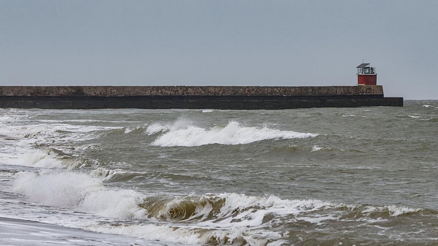 Mandvi beach wears a deserted look ahead of the landfall of Biparjoy cyclone. Credit: PTI Photo