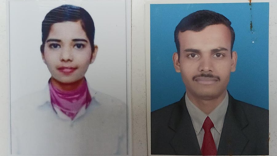 Chandrashekhar M, 30, and his 22-year-old wife Sudharani U. Credit: Special arrangement