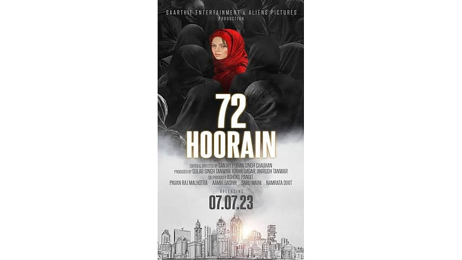 The poster of the movie '72 Hoorain'. Credit: Twitter/@ashokepandit
