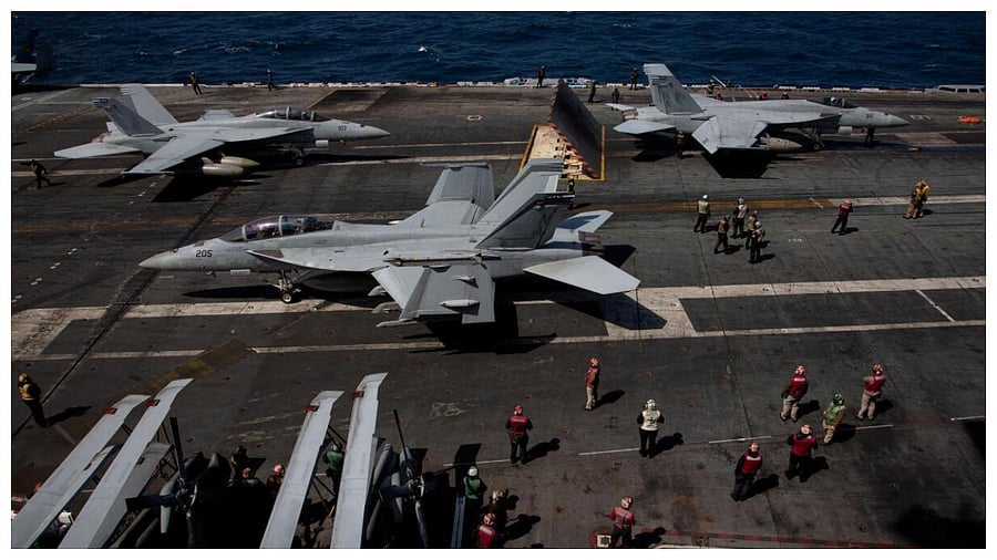 USS Aircraft Carrier Nimitz, off the coast of Busan. Credit: Reuters File Photo