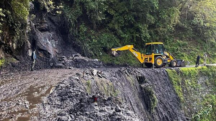 Road blocked in Sikkim. Representative Image. Credit: PTI Photo