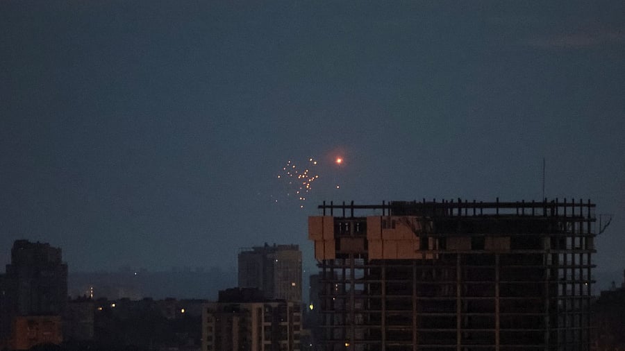 <div class="paragraphs"><p>An explosion of a drone is seen in the sky. </p></div>