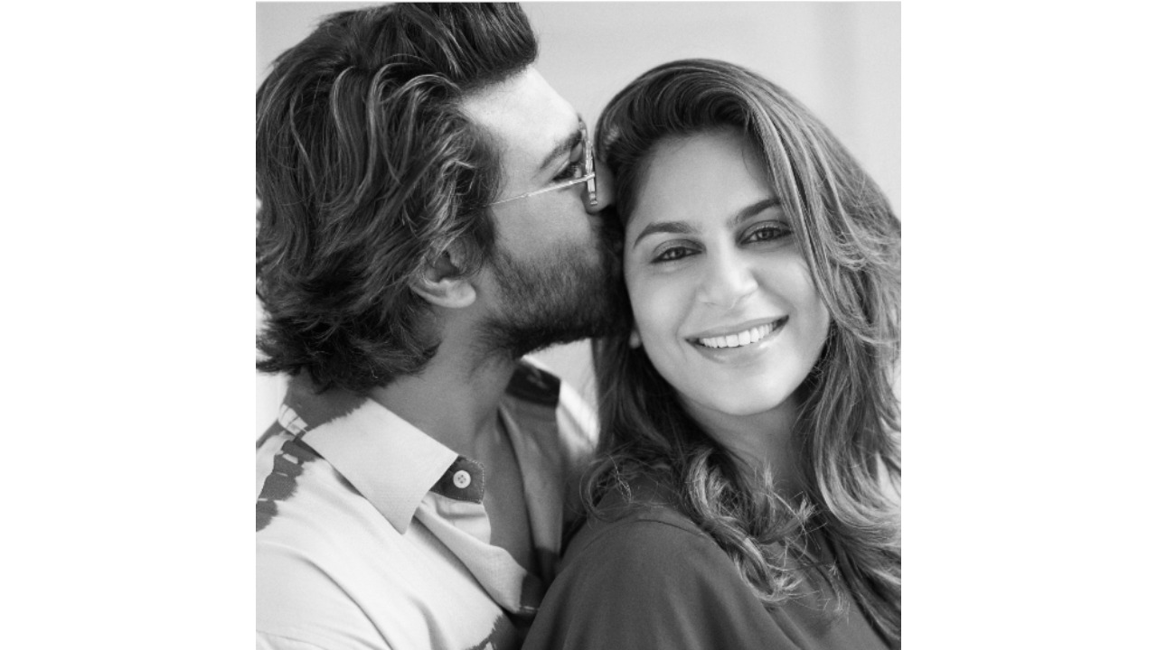 RRR star Ram Charan and wife, entrepreneur Upasana Kamineni. Credit: Twitter/@AlwaysRamCharan