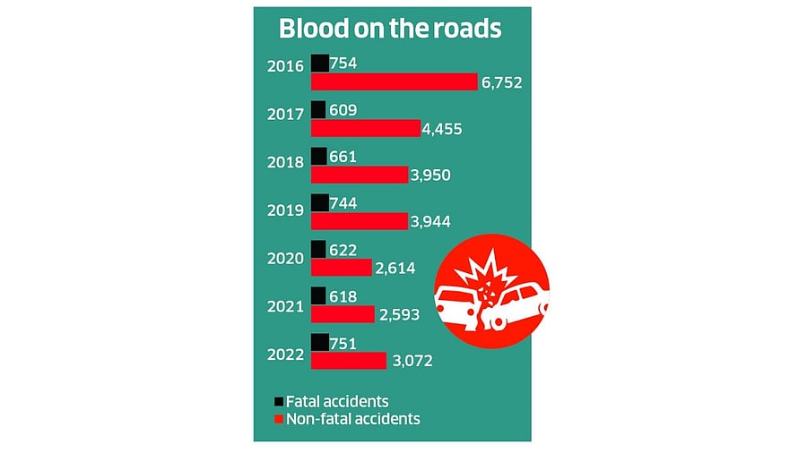 Blood on the roads. Credit: DH Illustration