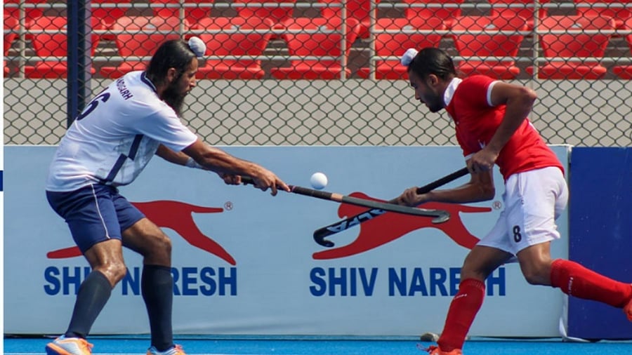 The quarterfinal match between Hockey Chandigarh and Hockey Punjab. Credit: Twitter/@TheHockeyIndia