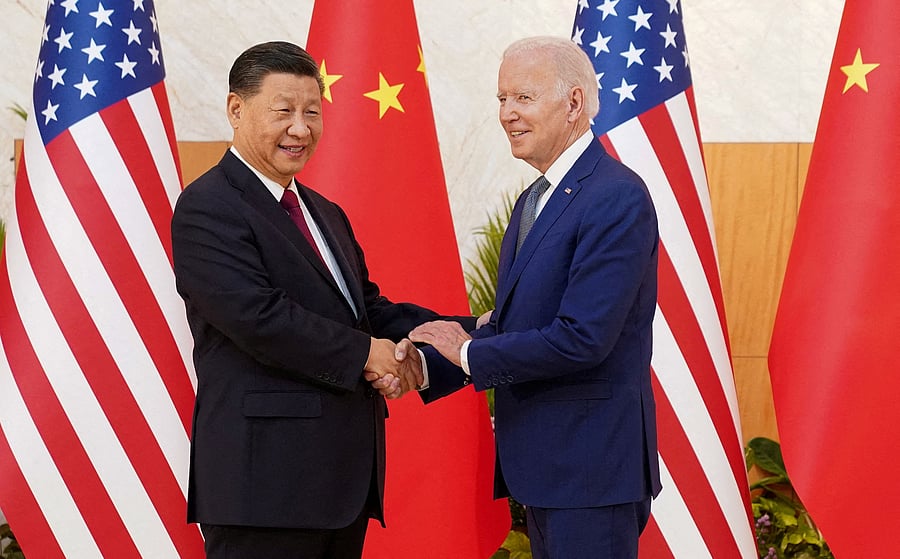 US President Joe Biden with Chinese President Xi Jinping. Credit: Reuters File Photo