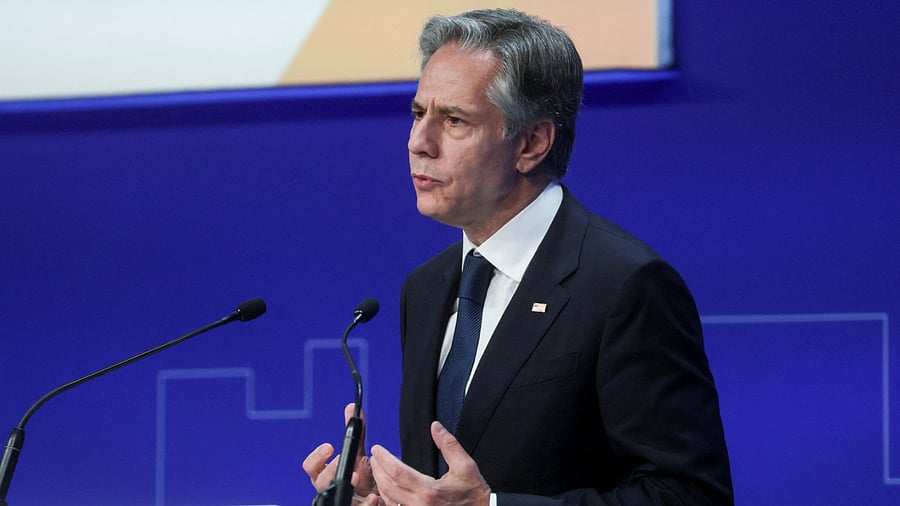 US Secretary of State Antony Blinken speaks during the Ukraine Recovery Conference at the Intercontinental O2 Hotel in London, Britain, June 21, 2023.Credit: Reuters Photo