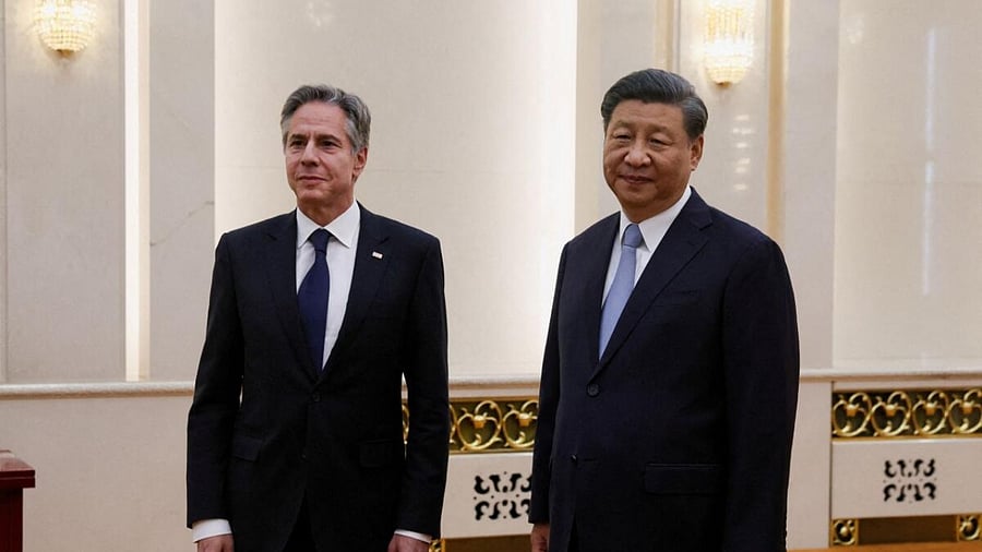 US Secretary of State Antony Blinken meets with Chinese President Xi Jinping in the Great Hall of the People in Beijing, China, June 19, 2023. Credit: Reuters Photo