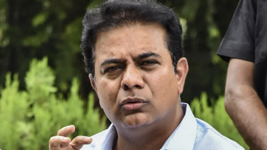 Telangana Minister KT Rama Rao addresses press. Credit: PTI Photo