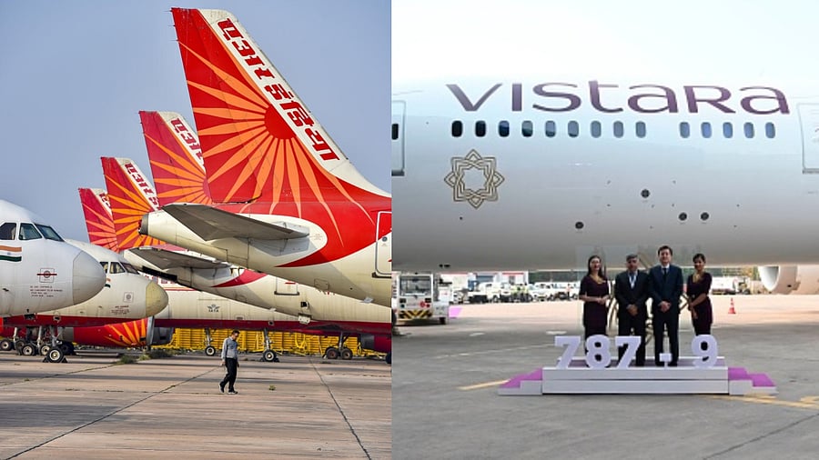 Air India (L). Credit: PTI Photo; Vistara. Credit: Getty