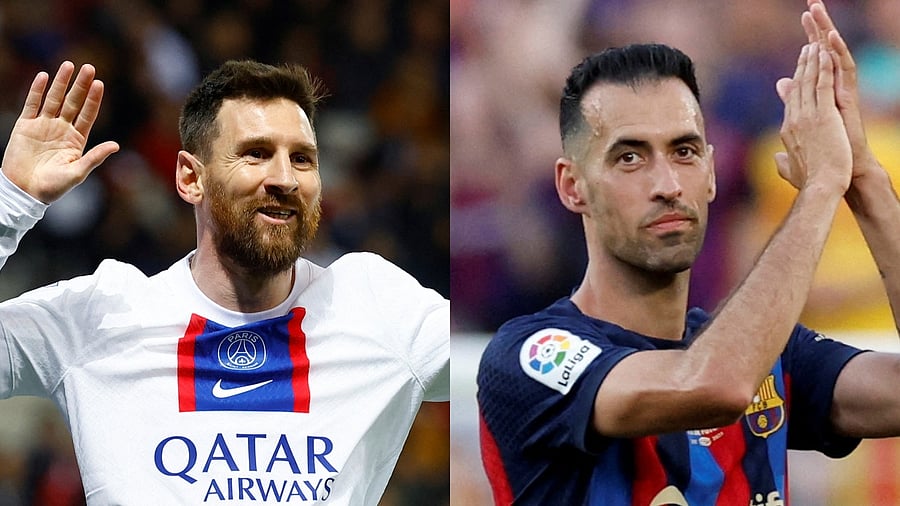Lionel Messi and Sergio Busquets. Credit: Reuters File Photos