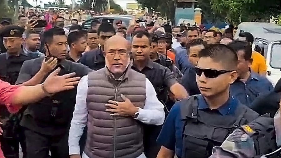 Manipur Chief Minister N. Biren Singh, in Imphal, Friday, June 30, 2023. Singh on Friday clarified that he will not resign from the post. Credit: PTI Photo