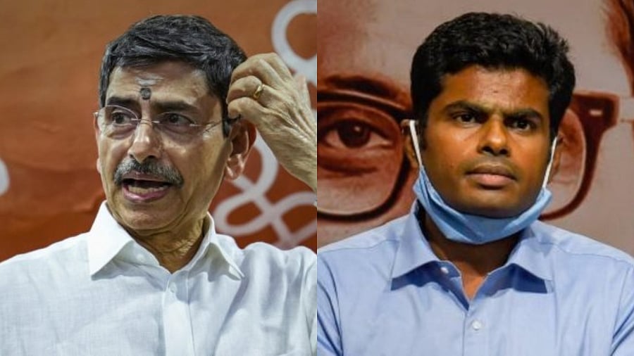 TN Governor R N Ravi and state BJP President K Annamalai. Credit: PTI Photos