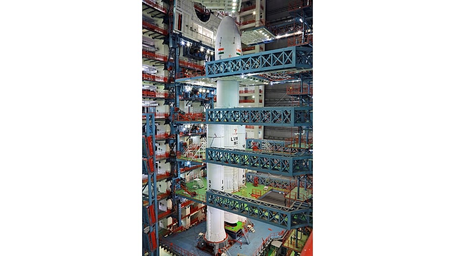 The Chandrayaan-3 spacecraft was on July 5 integrated with the Launch Vehicle Mark 3. Credit: ISRO