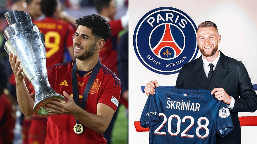 Marco Asensio (L) and Milan Skriniar (R). Credit: Reuters, Twitter/@PSG_English