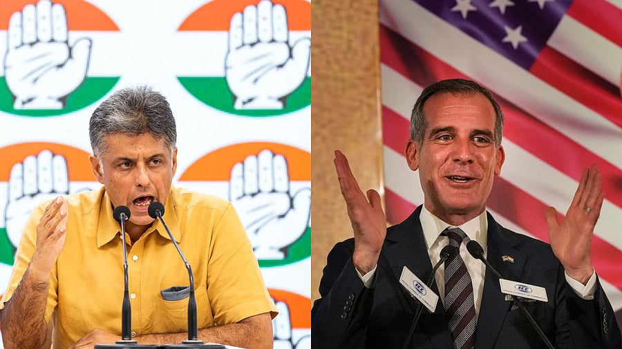 Congress leader Manish Tewari and US ambassador to India Eric Garcetti. Credit: PTI File Photos