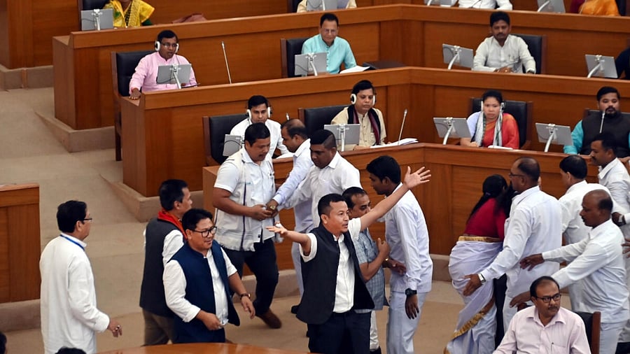 MLAs during the first day of the Budget Session of Tripura Legislative Assembly. Credit: PTI Photo