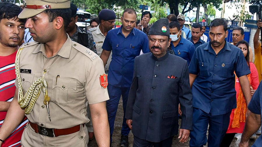 Governor CV Ananda Bose visits to meet the injured person amid poll violence. Credit: PTI Photo